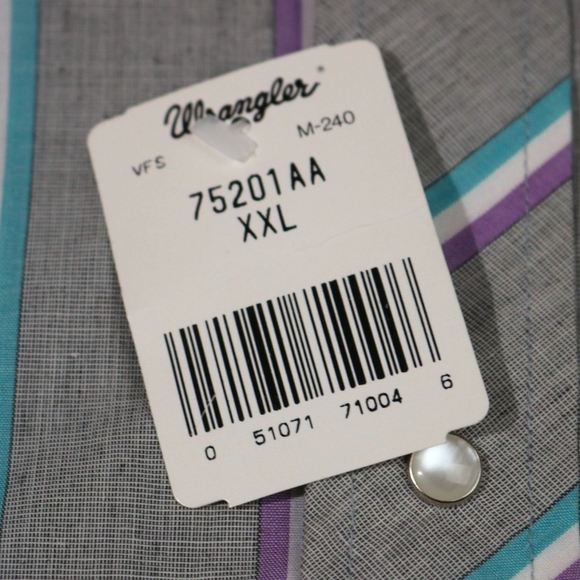 New NWT Wrangler Western Shirt Men’s XXL Pearl Snap Rodeo Line Dancing Striped - Picture 4 of 10